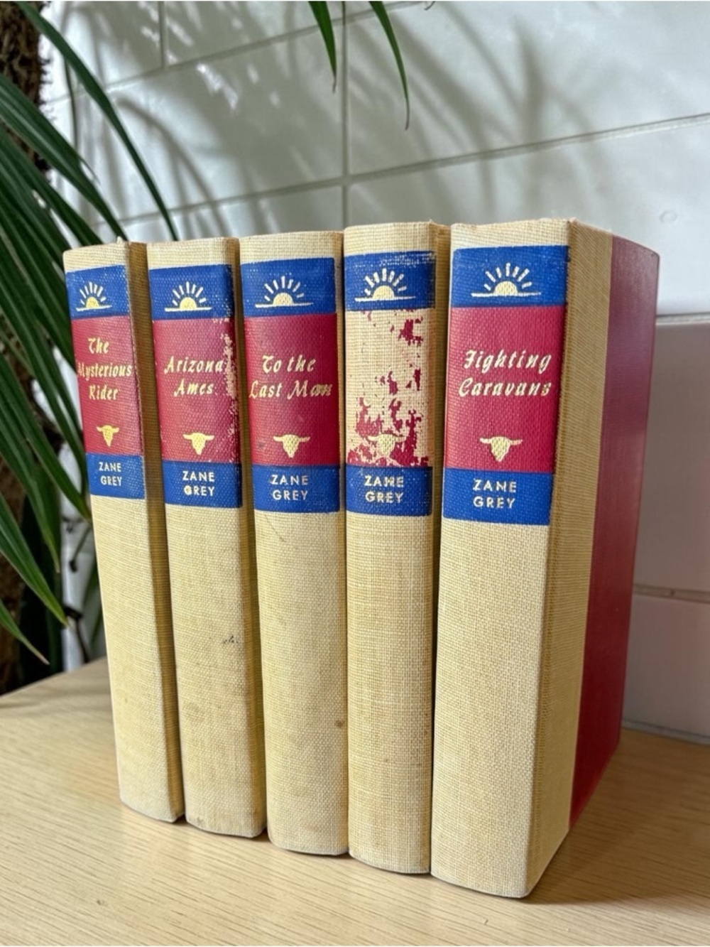 Vintage Zane Grey Hardcover Book Set Lot of 5 Western Classics Decorative Decor